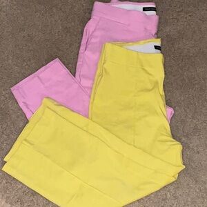 Counterparts Yellow Capris Pink Ankle Pull On Stretch Bundle of 2 pants Size S